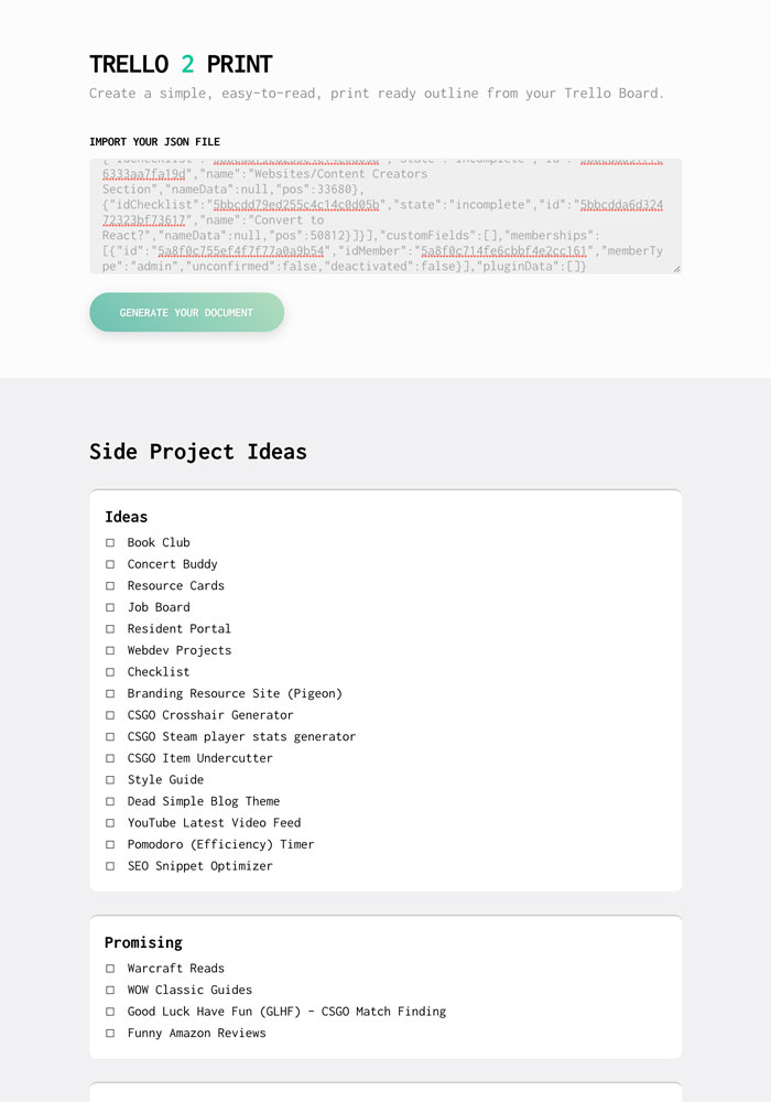 Trello 2 Print